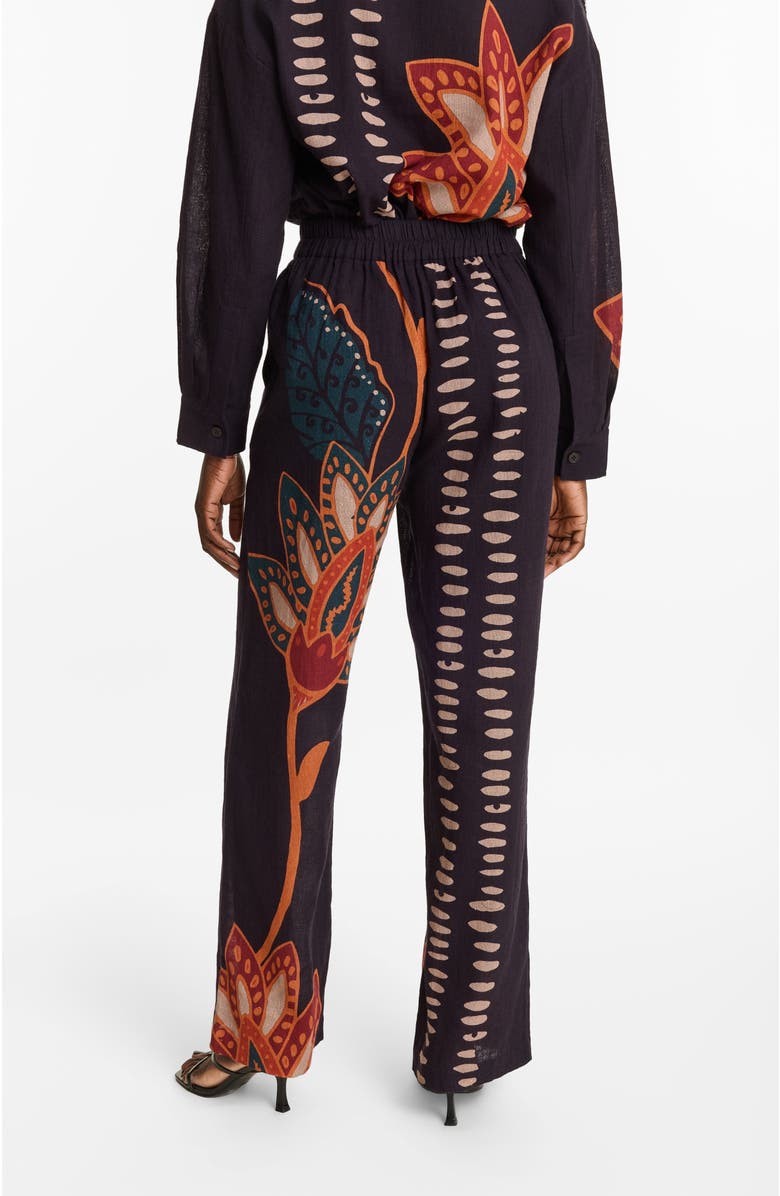 DIARRABLU Razu Printed Linen Tova Pants, Alternate, color, Razu Navy