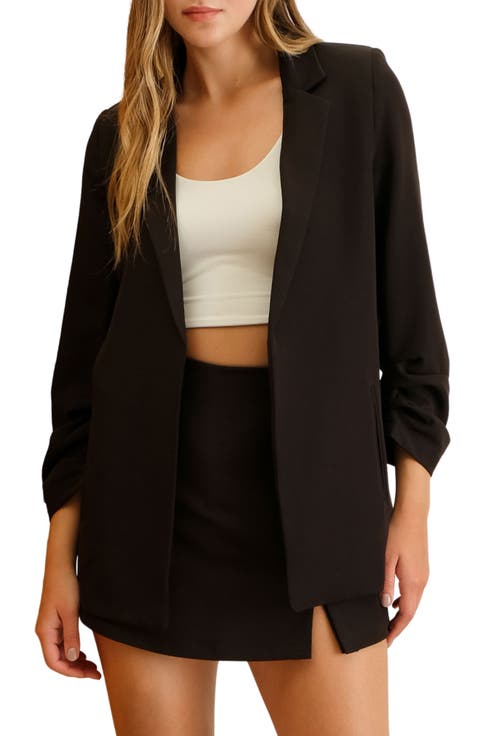 Ruched Sleeve Blazer