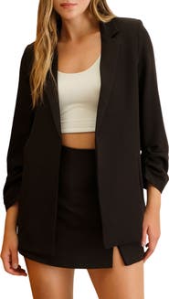 Blu Pepper Ruched Sleeve Blazer