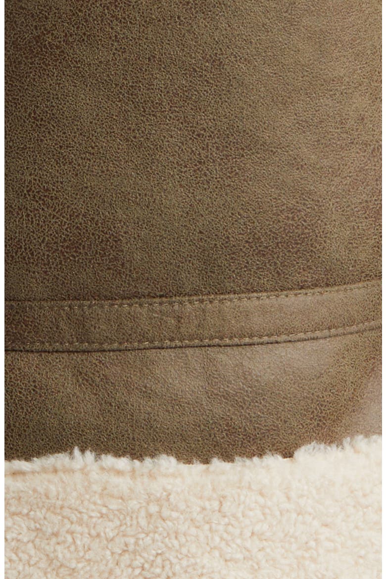 Faux Leather & Faux Shearling Moto Jacket, Alternate, color, IVORY/SAGE