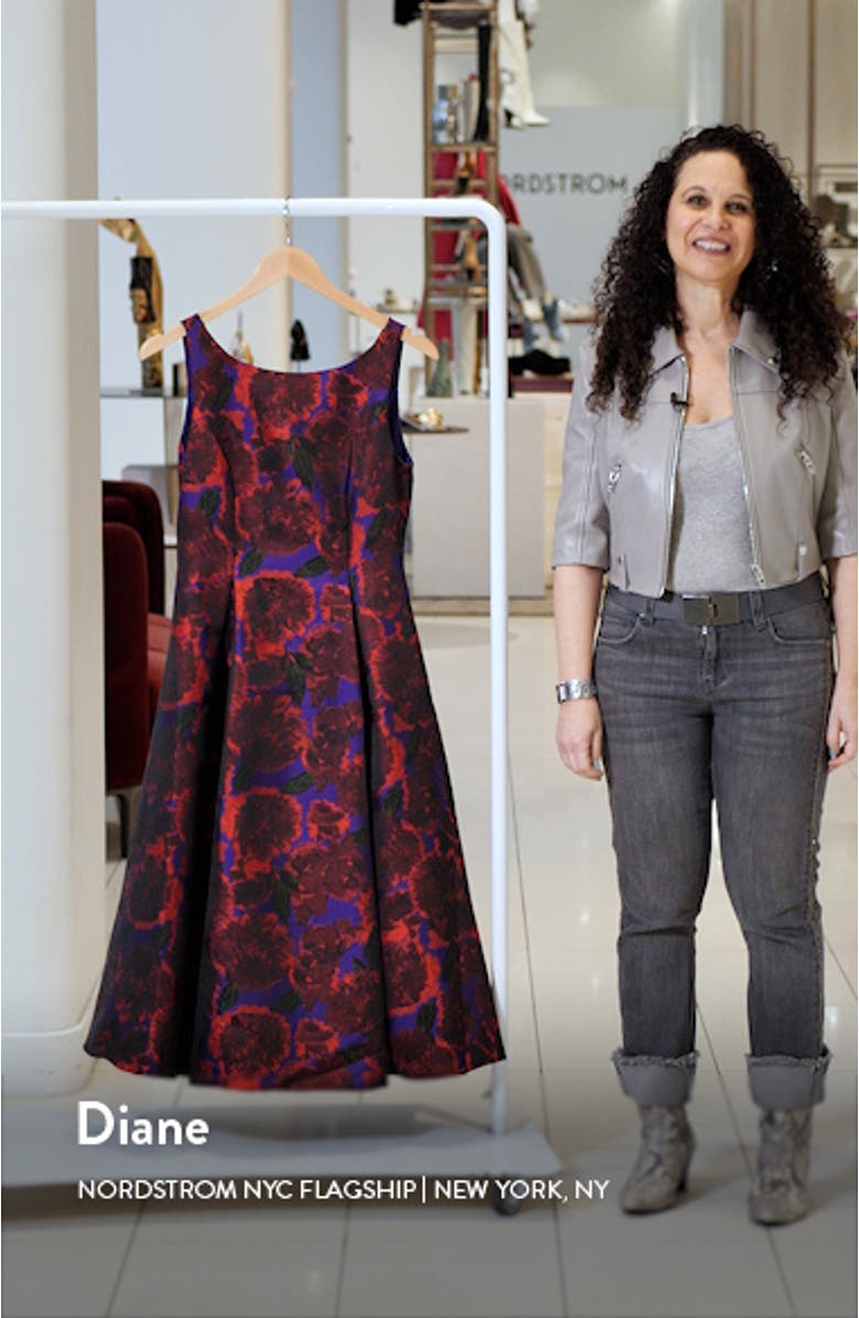 Floral Jacquard Fit & Flare Cocktail Dress, sales video thumbnail