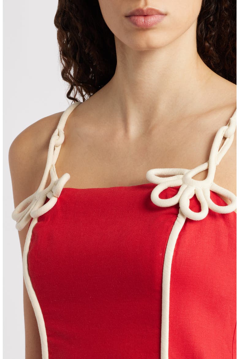 Contrast Piping Sundress, Alternate, color, RED