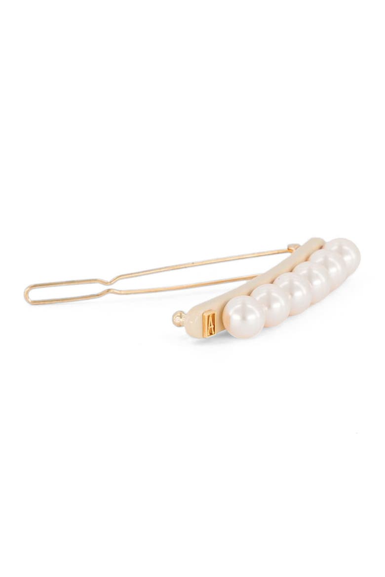 Pearl side barette hair clip, Alternate, color, Beige