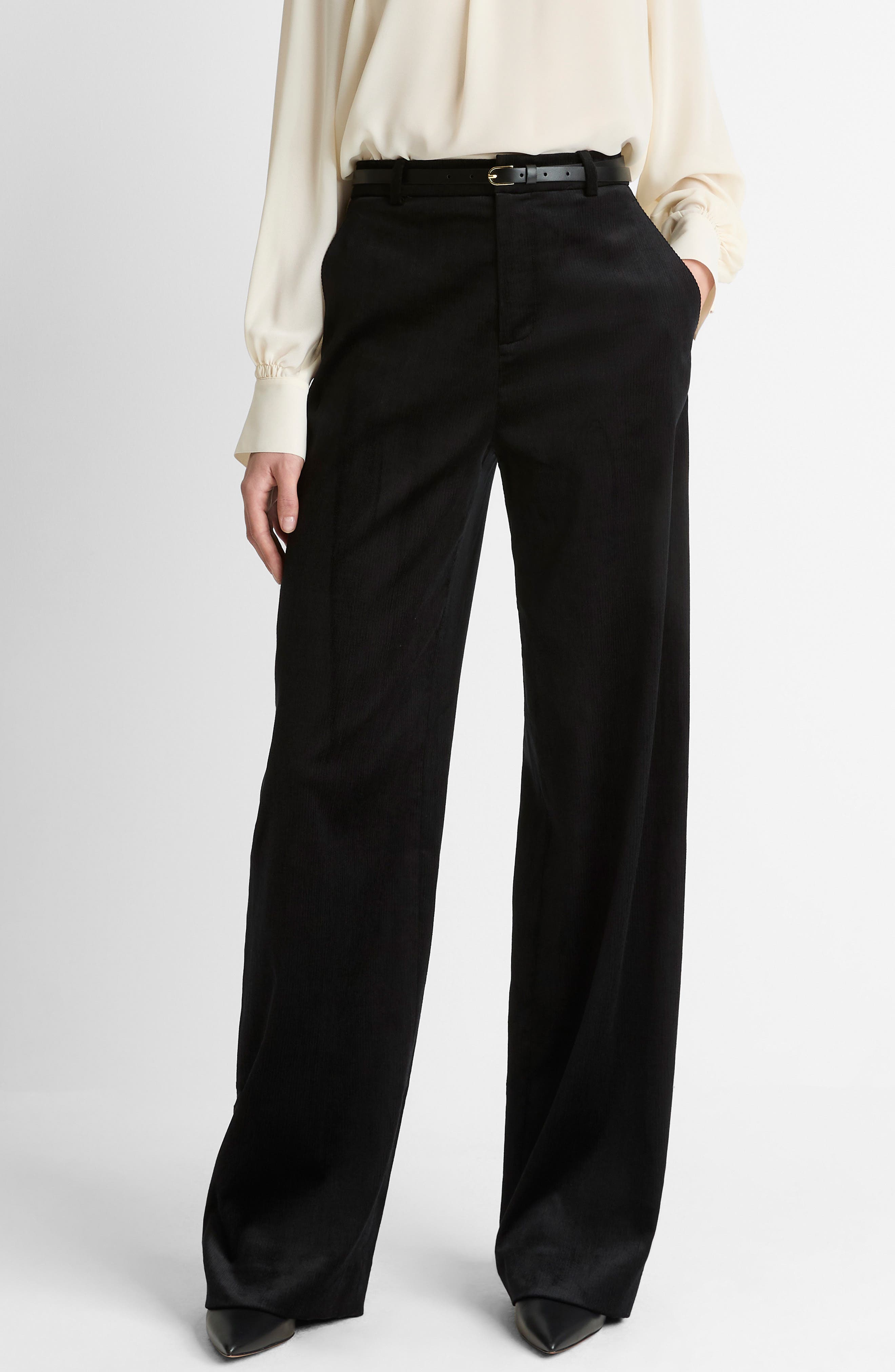 Vince High Waist Wide Leg Velvet Pants