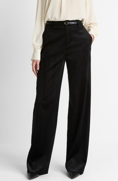 Vince High Waist Wide Leg Velvet Pants In Black