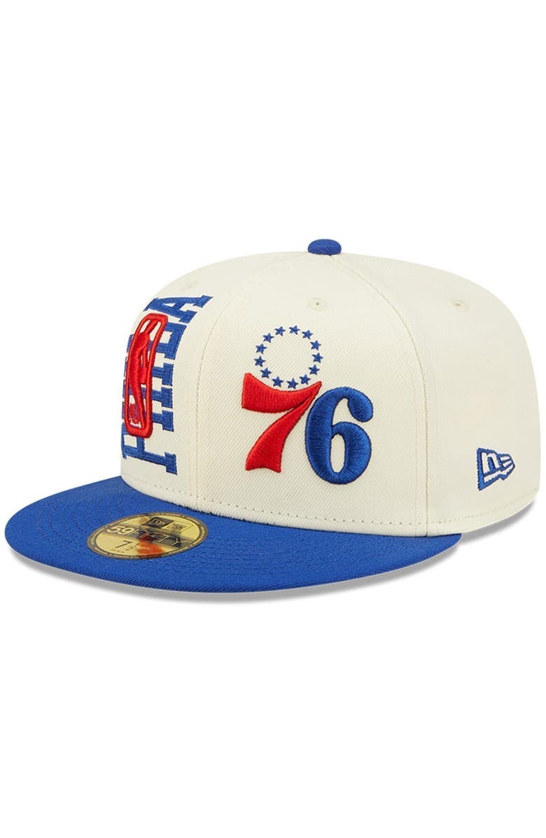 New Era Men's New Era Cream/Royal Philadelphia 76ers 2022 NBA Draft 59FIFTY Fitted Hat, Main, color, Royal