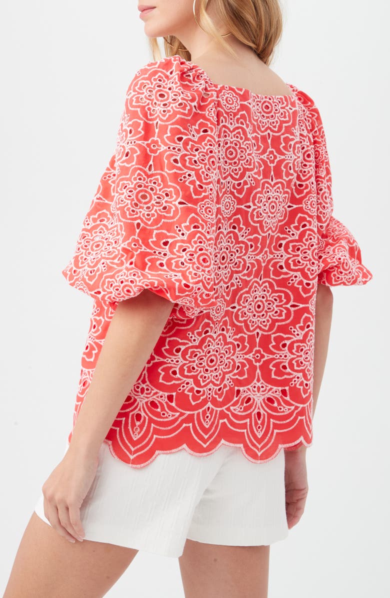 Trina Turk Veil 2 Top, Alternate, color, Capri Coral/ Whitewash
