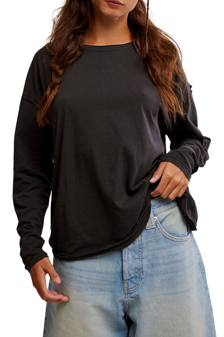 Nina Long Sleeve T-Shirt, Main, color, BLACK