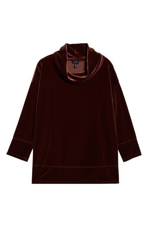 Jones New York Cowl Neck Velour Top In Brown