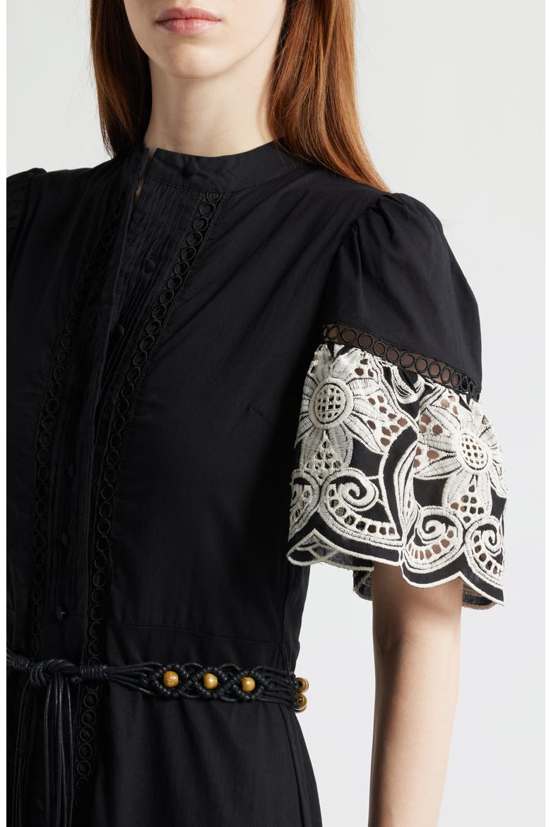 Lace Asymmetric Cocktail Dress, Alternate, color, BLACK