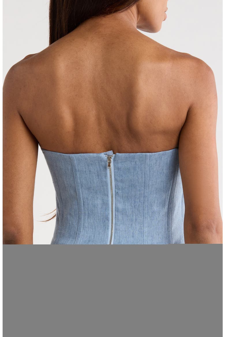 Jillian Strapless Bustier Crop Top, Alternate, color, LIGHT INDIGO