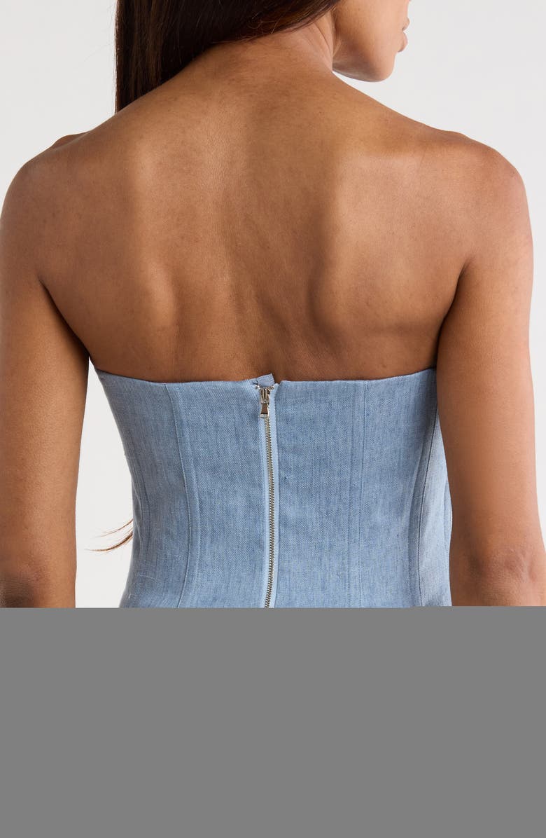 TWP Jillian Strapless Bustier Crop Top, Alternate, color, Light Indigo