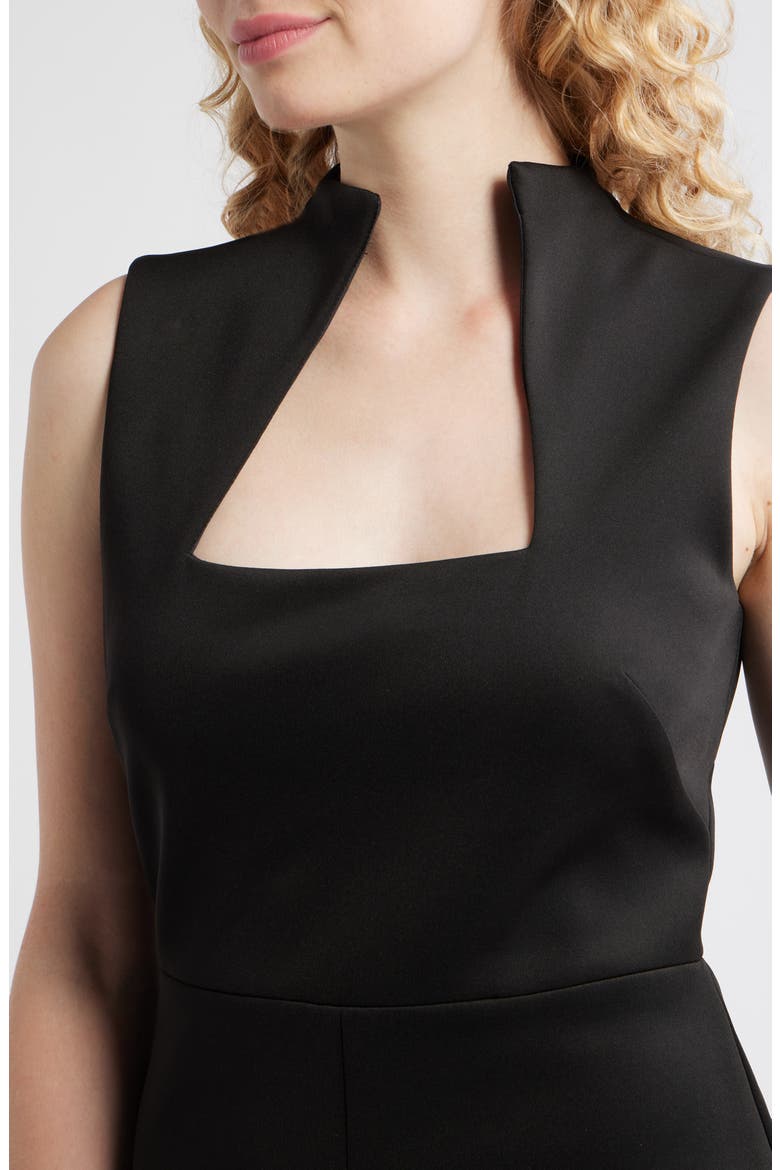 Laser Cut Scuba Crepe Sheath Dress, Alternate, color, BLACK