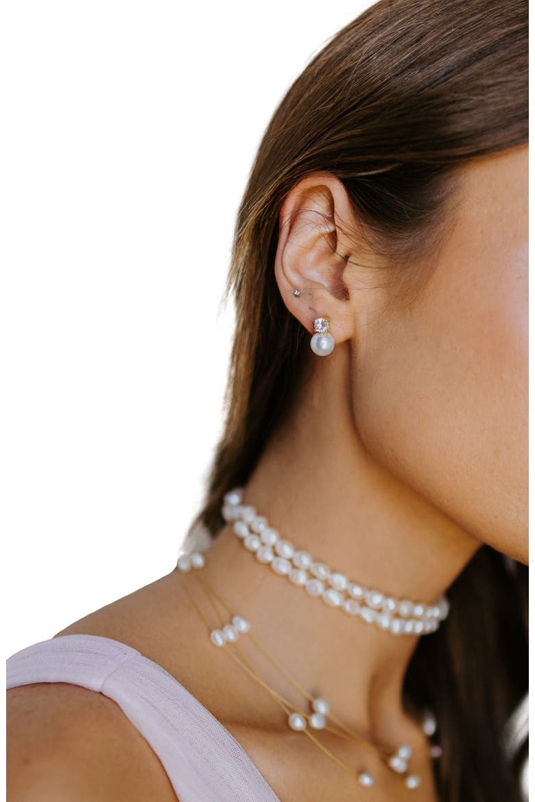 Maven Pearl and Crystal Studs, Alternate, color, Gold