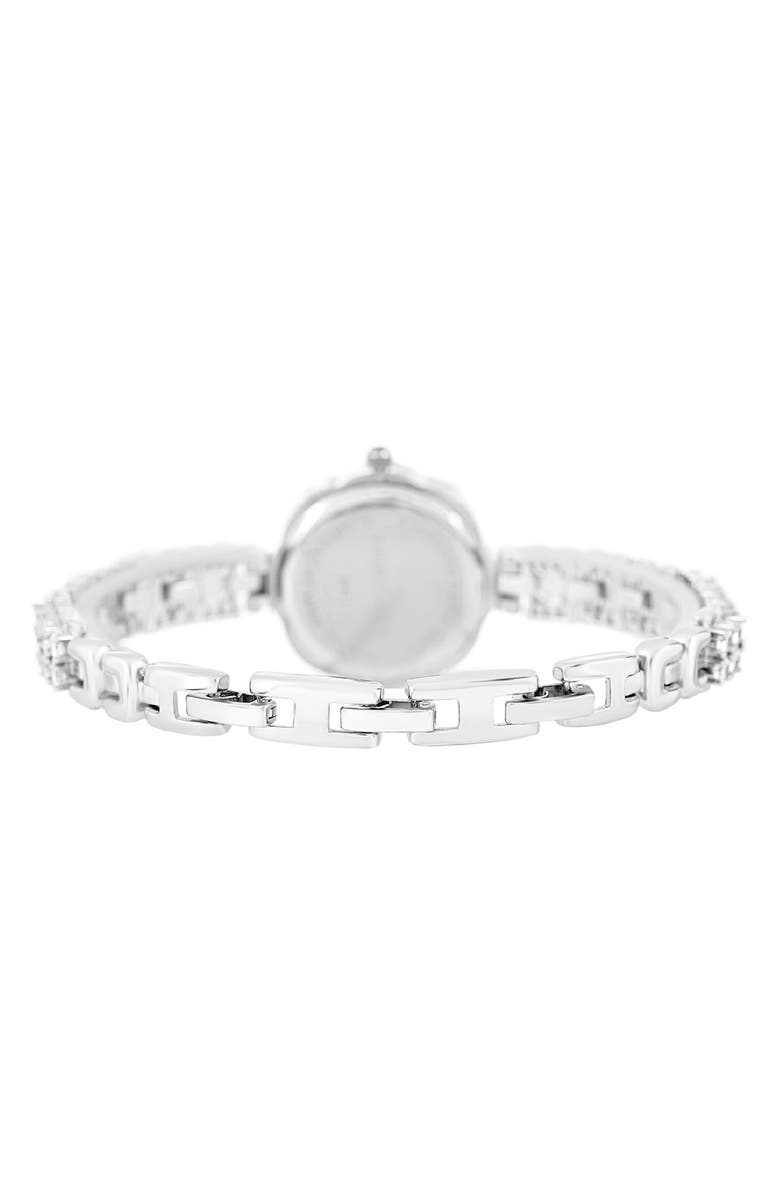 Danecraft Crystal Embellished Bracelet Watch, 28mm, Alternate, color, Silver