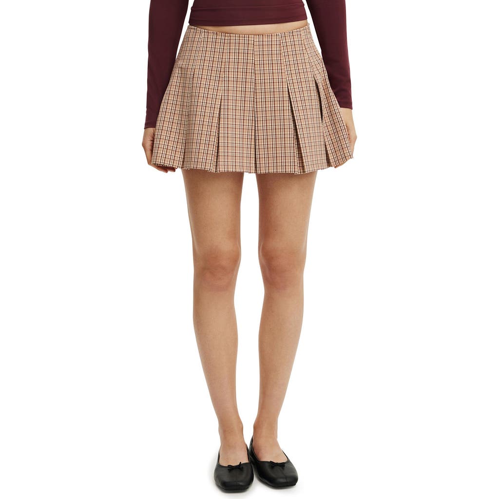 Cotton On Mae Pleated Mini Skirt In Brown