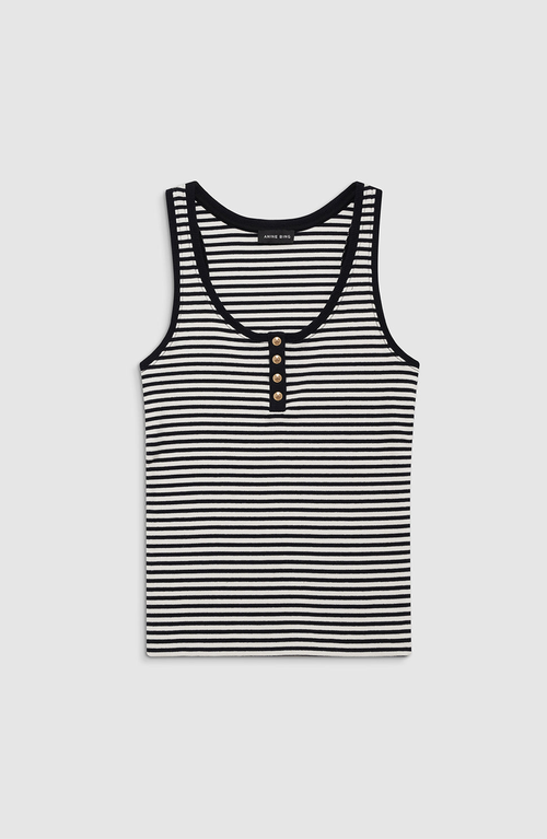 Anine Bing Alessia Tank Top In Black Cotton In Black