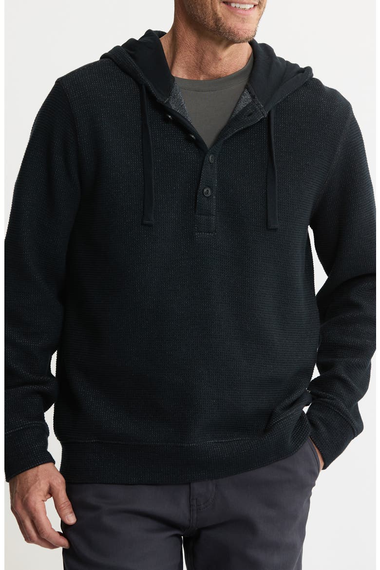 Textured Knit Hooded Pullover, Main, color, BLACK