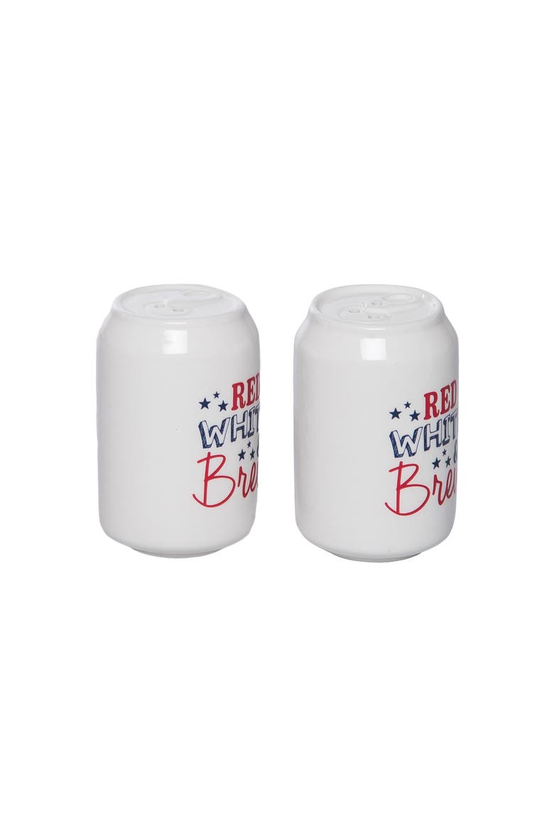Ceramic Can Brew Salt and Pepper Set of 2 Multicolored for Patriotic Serving and Entertaining, Alternate, color, Multicolored