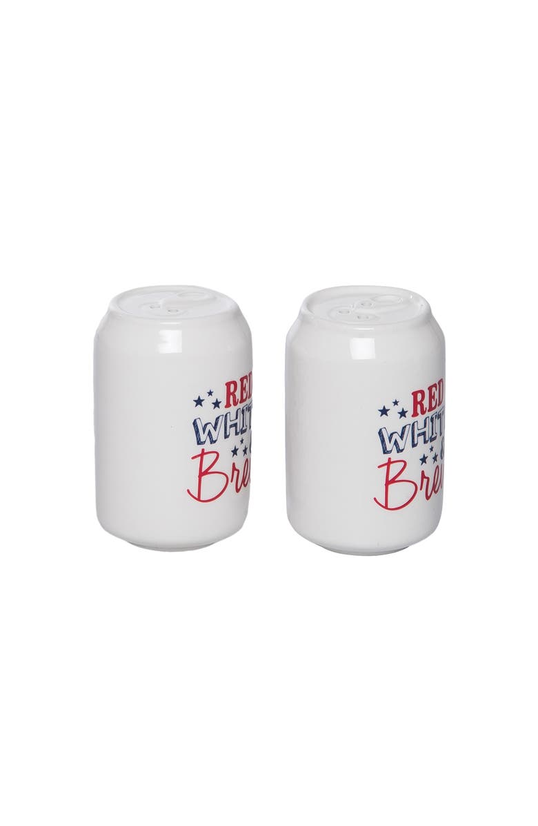 Transpac Ceramic Can Brew Salt and Pepper Set of 2 Multicolored for Patriotic Serving and Entertaining, Alternate, color, Multicolored