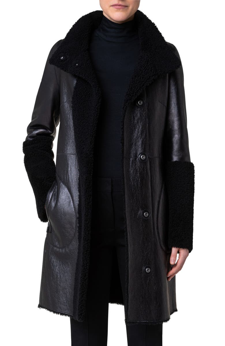 Akris punto Genuine Shearling Coat, Main, color,