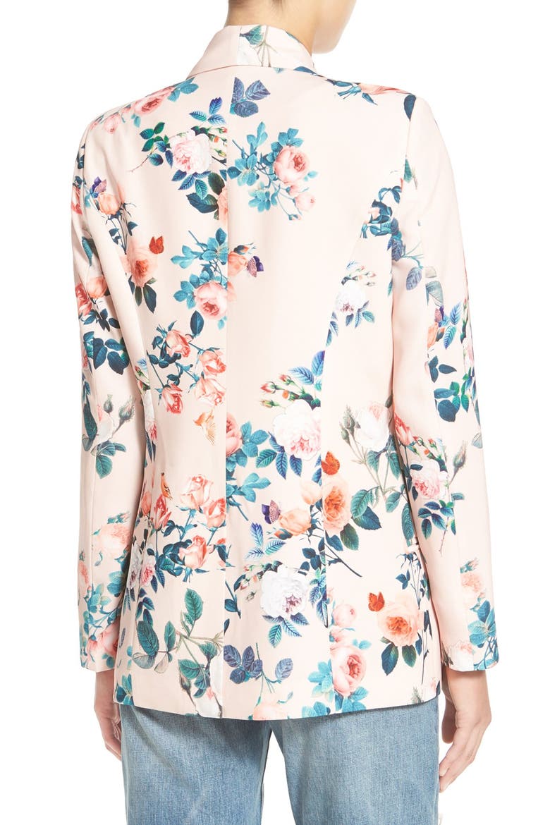 Floral Print Blazer, Alternate, color, AMERICAN ROSE