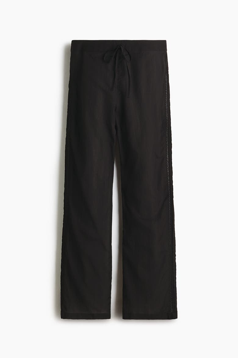 Lace-trimmed Pyjama Bottoms, Alternate, color, Black