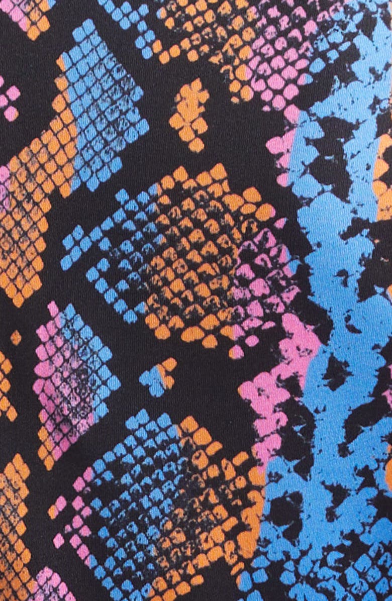 Versace Python Print Liquid Jersey Button-Up Shirt, Alternate, color, Sky Pink Sapphire Spice