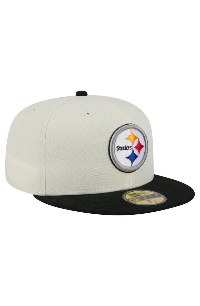 New Era Men's New Era  White/Black Pittsburgh Steelers Main 59FIFTY Fitted Hat, Alternate, color, 