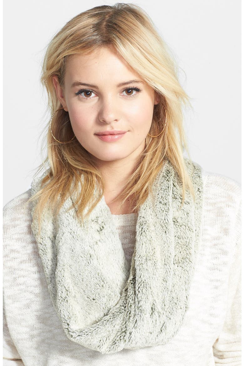 Faux Fur Infinity Scarf, Main, color, CAMEL