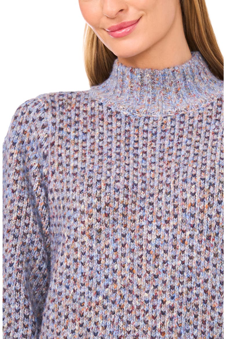 Marled Blouson Sleeve Jacquard Sweater, Alternate, color, LIGHT BLUE MULTI