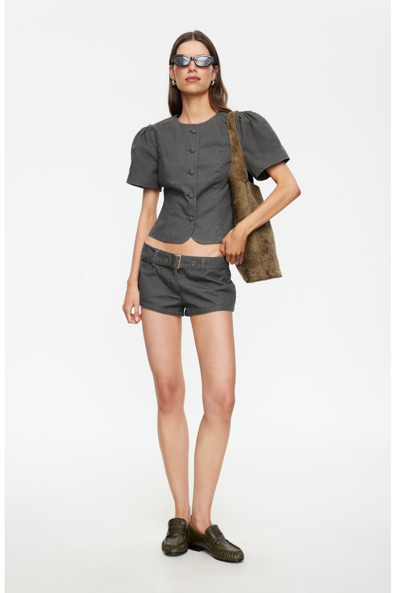 Afterglow Belted Low Rise Shorts, Alternate, color, MOSS