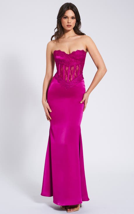Everleigh Lace Satin Corset Maxi Dress