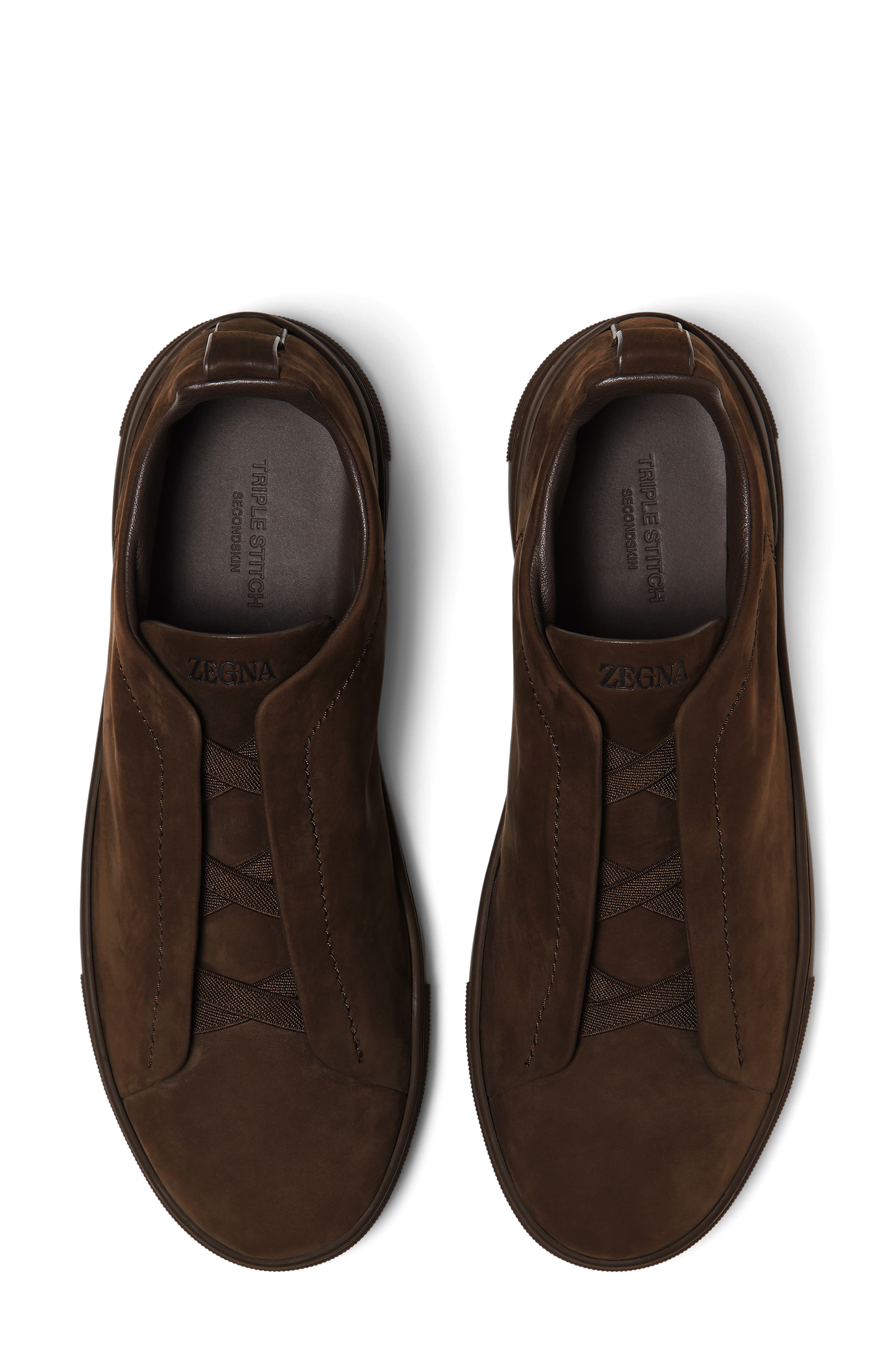 ZEGNA Dark Brown Triple Stitch<sup>™</sup> SECONDSKIN Low Top Sneaker, Alternate, color, 