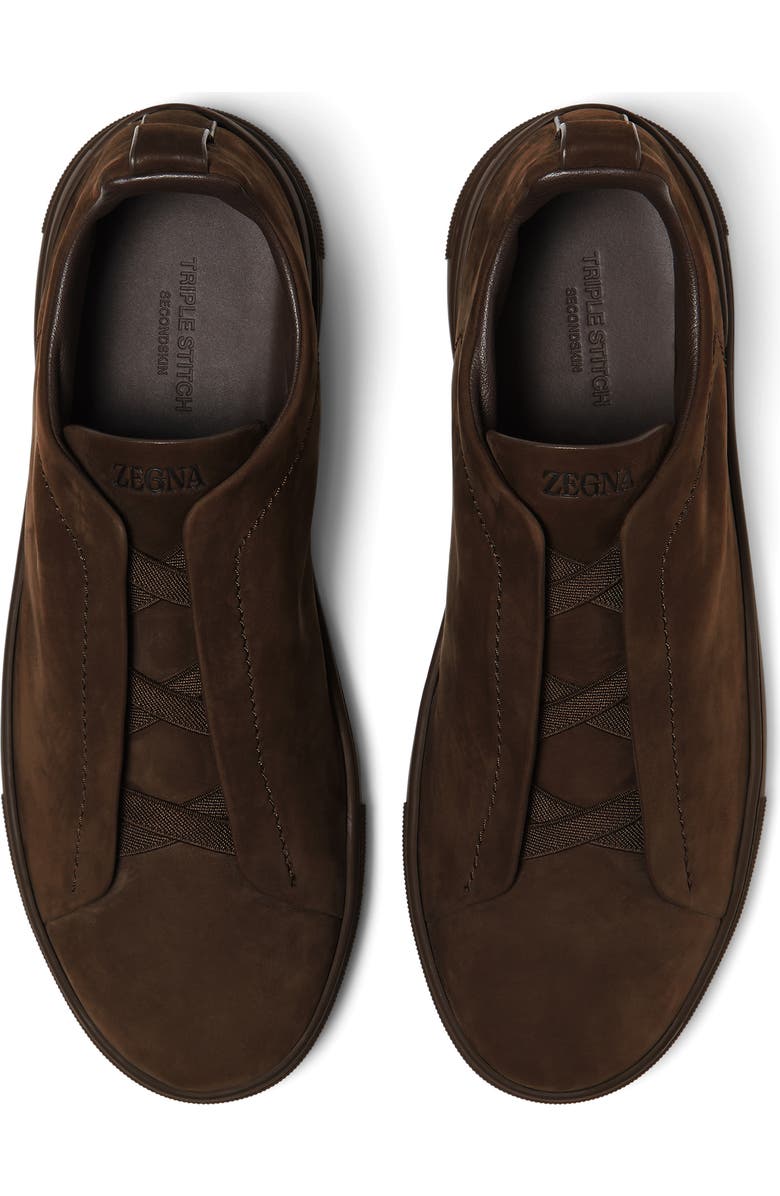 ZEGNA Dark Brown Triple Stitch<sup>™</sup> SECONDSKIN Low Top Sneaker, Alternate, color,