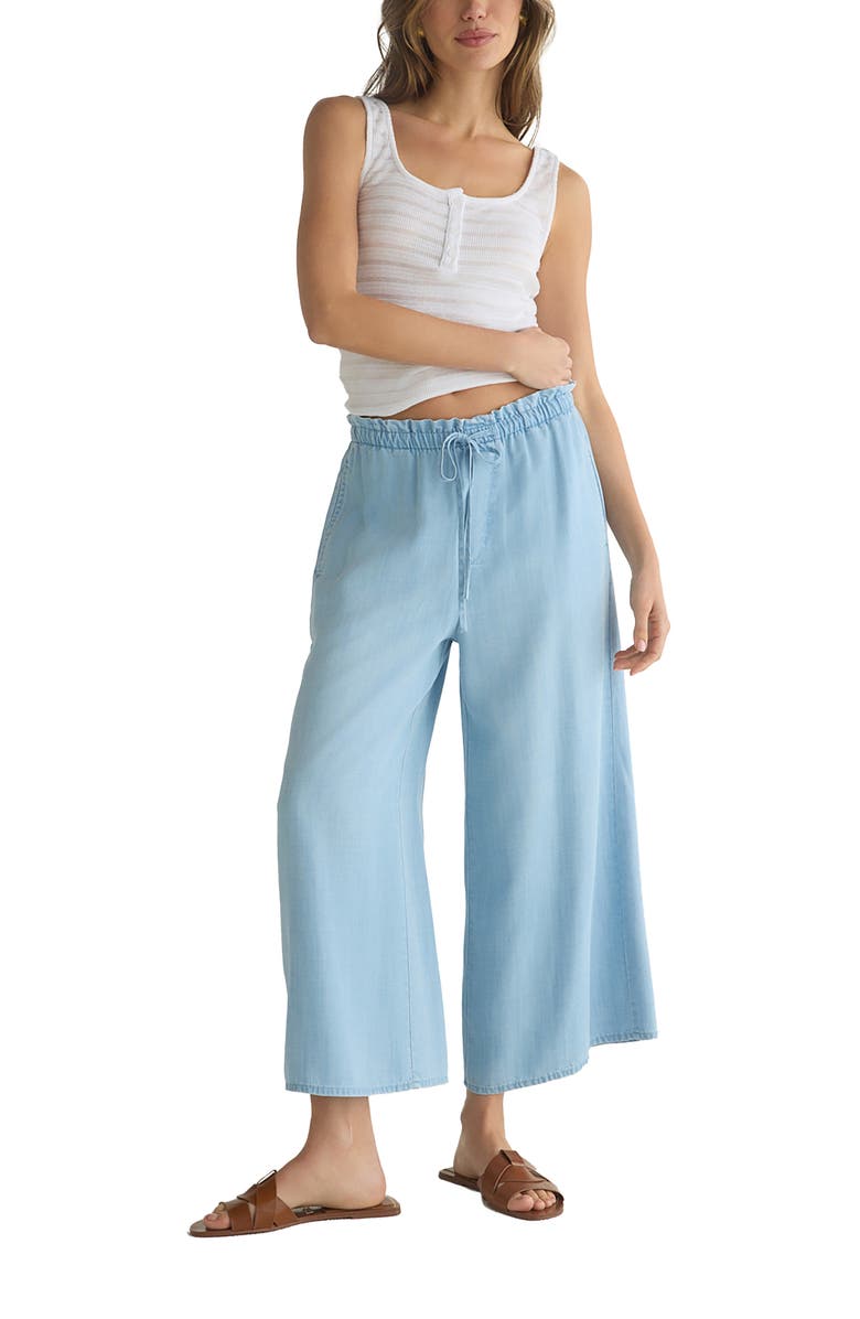 Bella Dahl Ruffle Waist Wide Leg Cropped Pants, Alternate, color, 