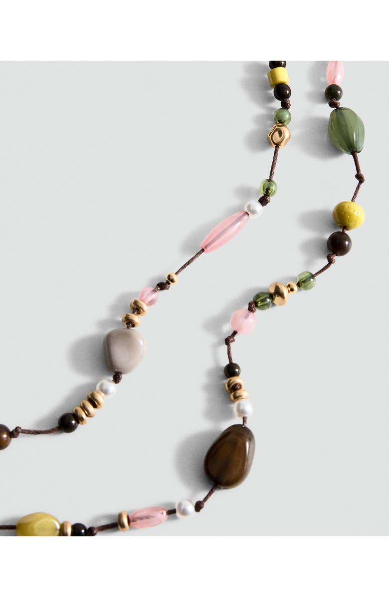MANGO Beaded Layered Necklace, Alternate, color, Pastel Green