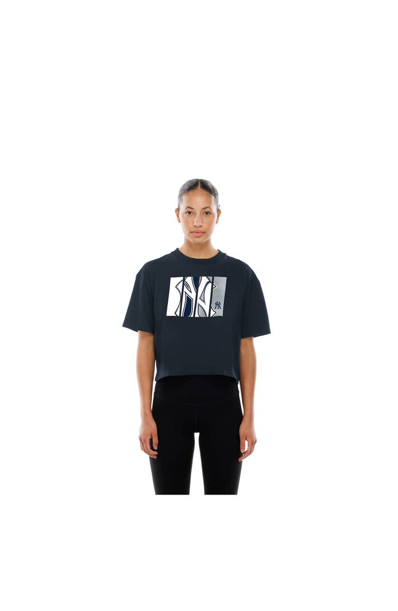 New Era Women
s New Era Navy New York Yankees Boxy Foil Logo T-Shirt, Alternate, color, Navy