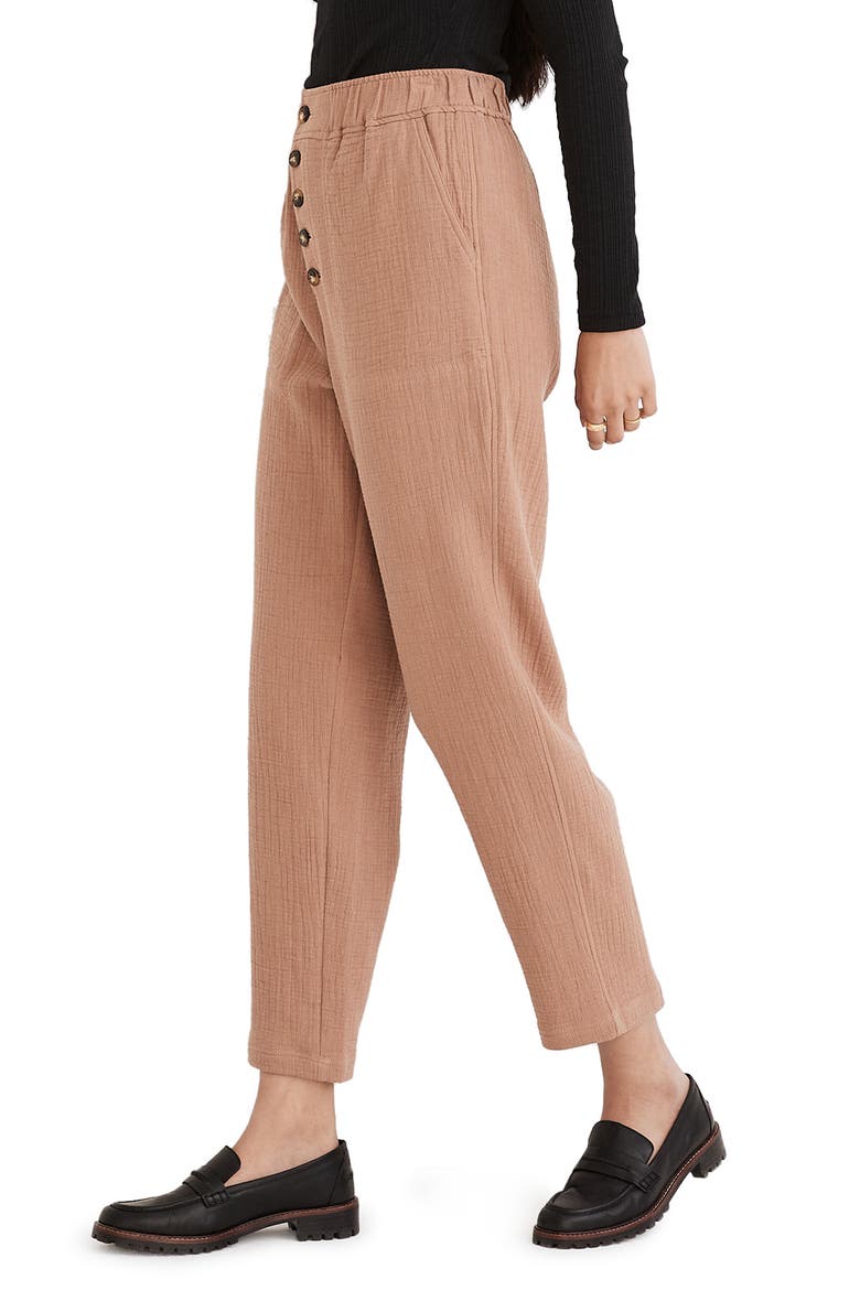 Women's High Waist Tapered Cotton Blend Pants, Alternate, color, FADED EARTH