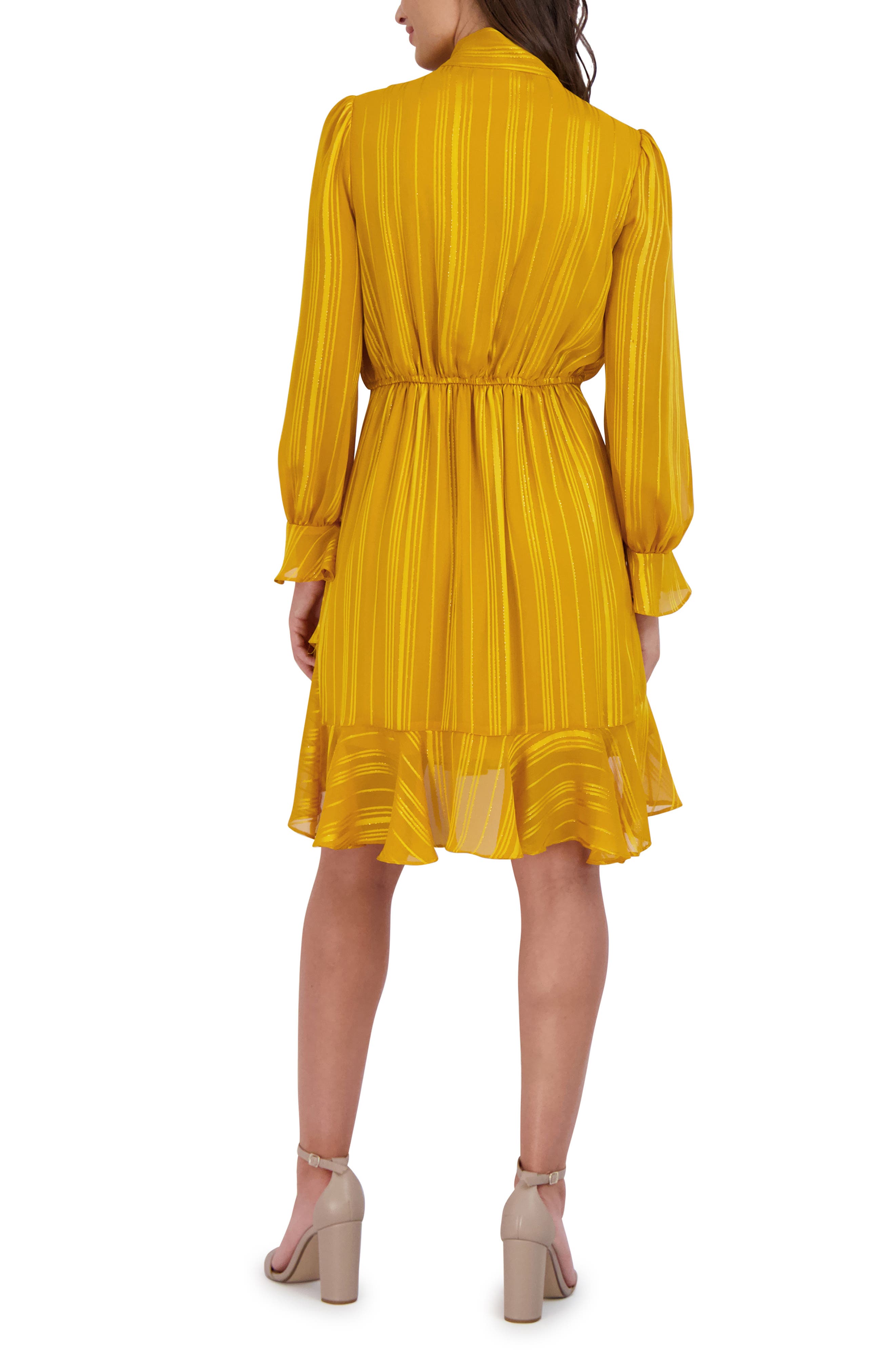 Ruffle Tie Neck Long Sleeve Minidress - image 2