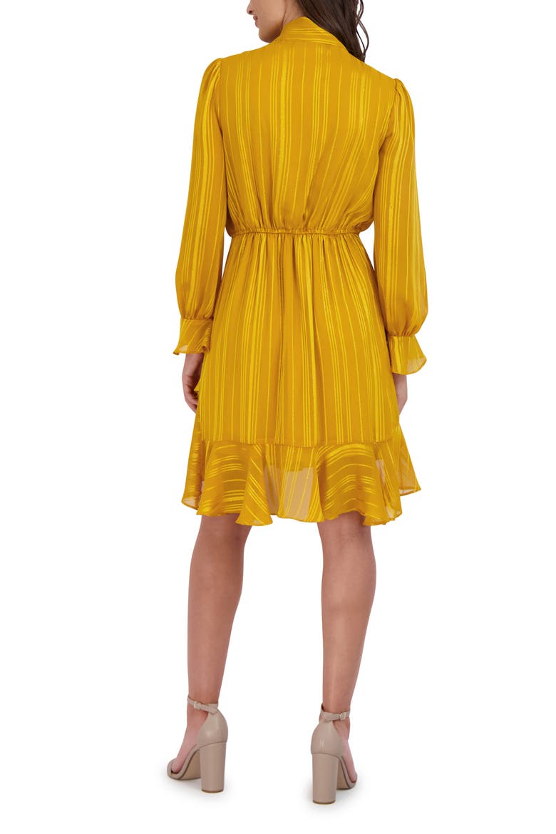 Ruffle Tie Neck Long Sleeve Minidress, Alternate, color, YELLOW