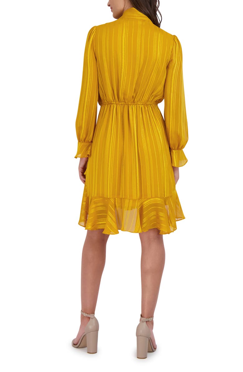 Julia Jordan Ruffle Tie Neck Long Sleeve Minidress, Alternate, color, 