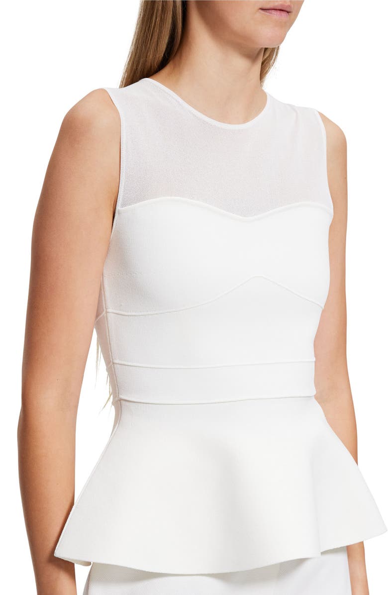 Theory Sheer Yoke Sleeveless Peplum Sweater, Alternate, color, 