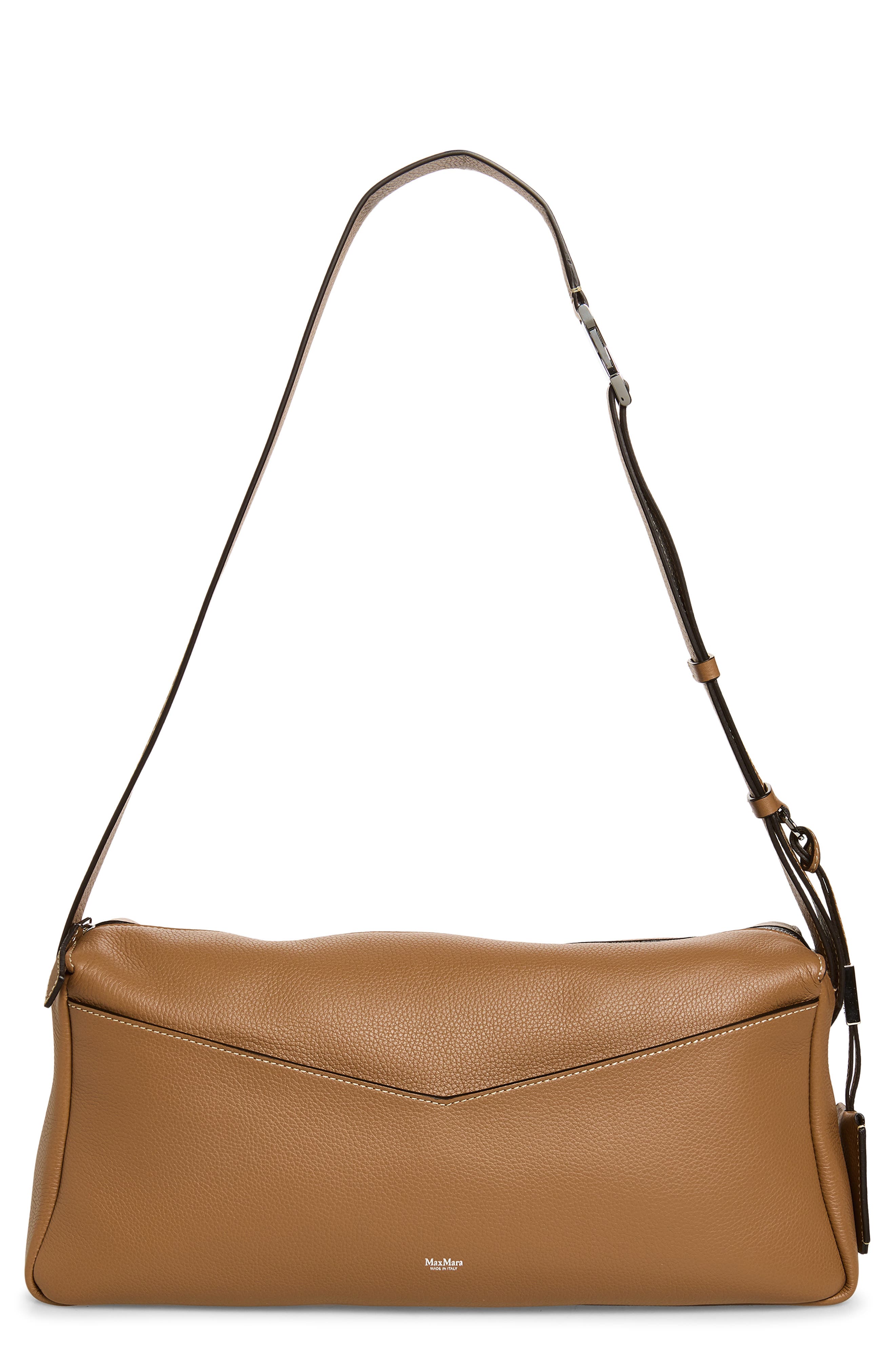 Max Mara Skipper Leather Shoulder Bag, Main, color, Brown