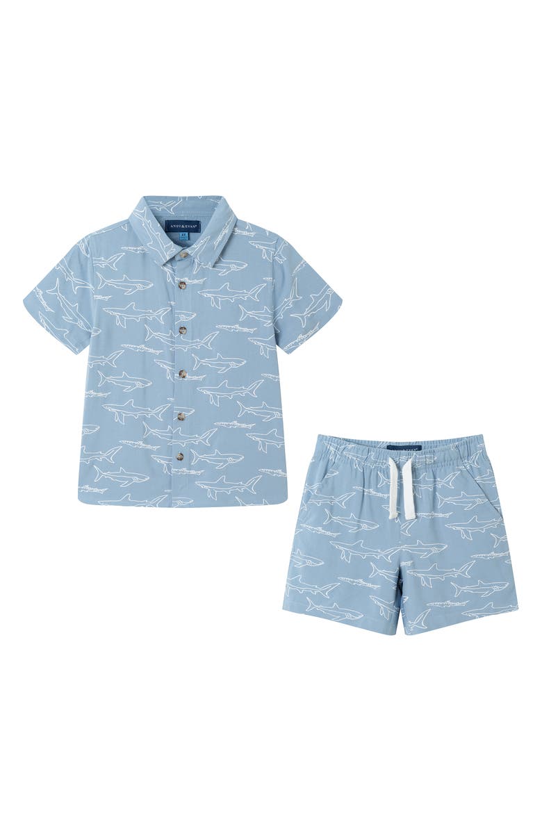 Andy & Evan Kids' Camp Shirt & Shorts Set, Main, color, Blue