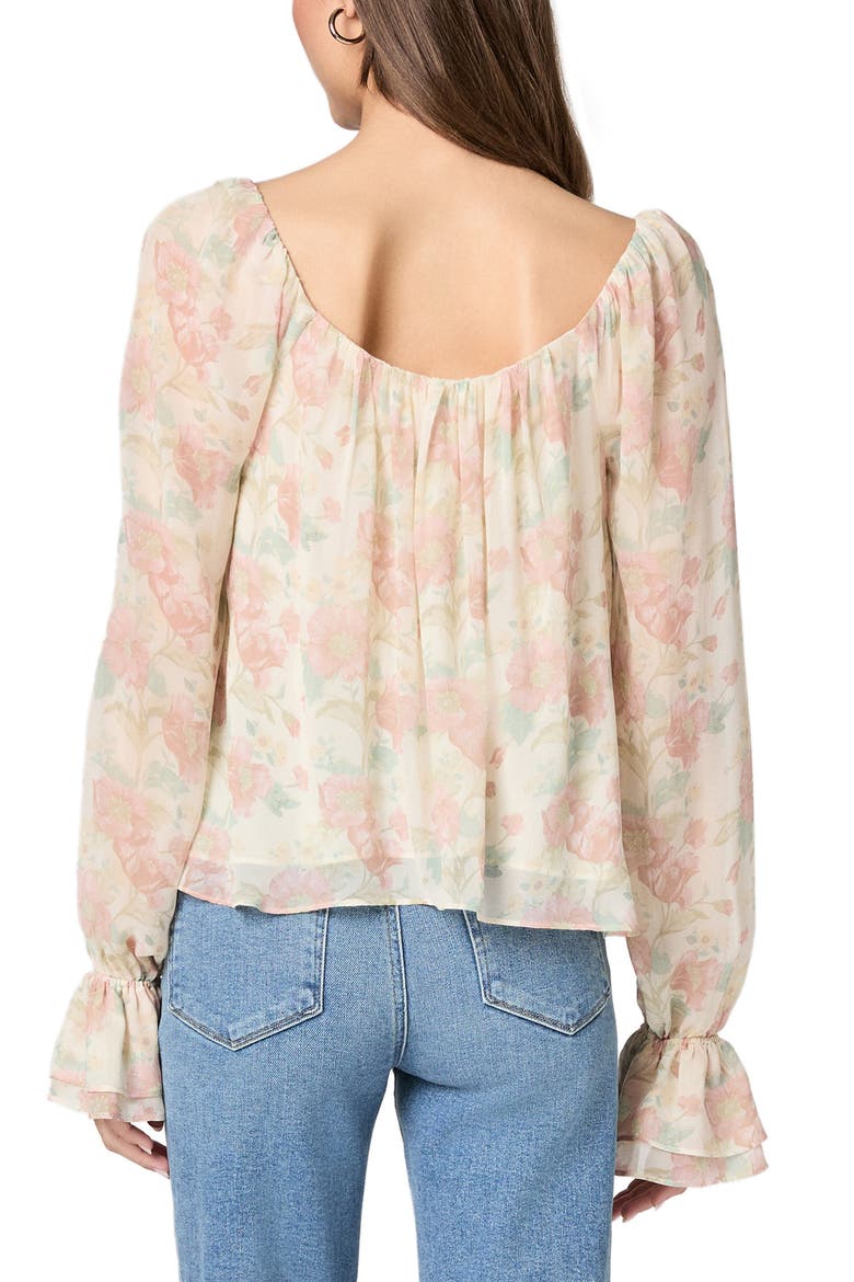 Lucila Floral Silk Top, Alternate, color, BONE MULTI