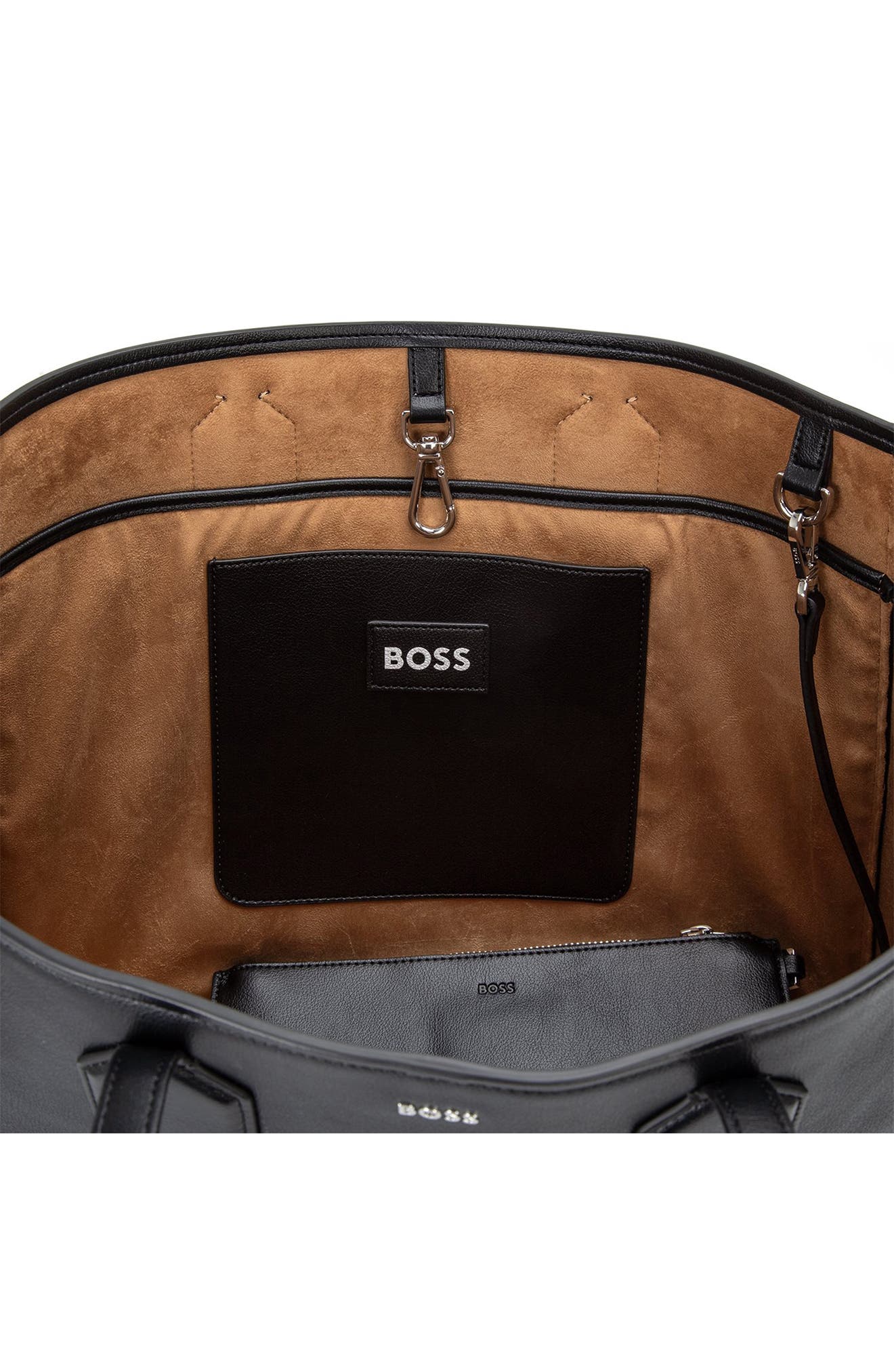 BOSS Liriel Faux Leather Shopper Bag, Alternate, color, Black