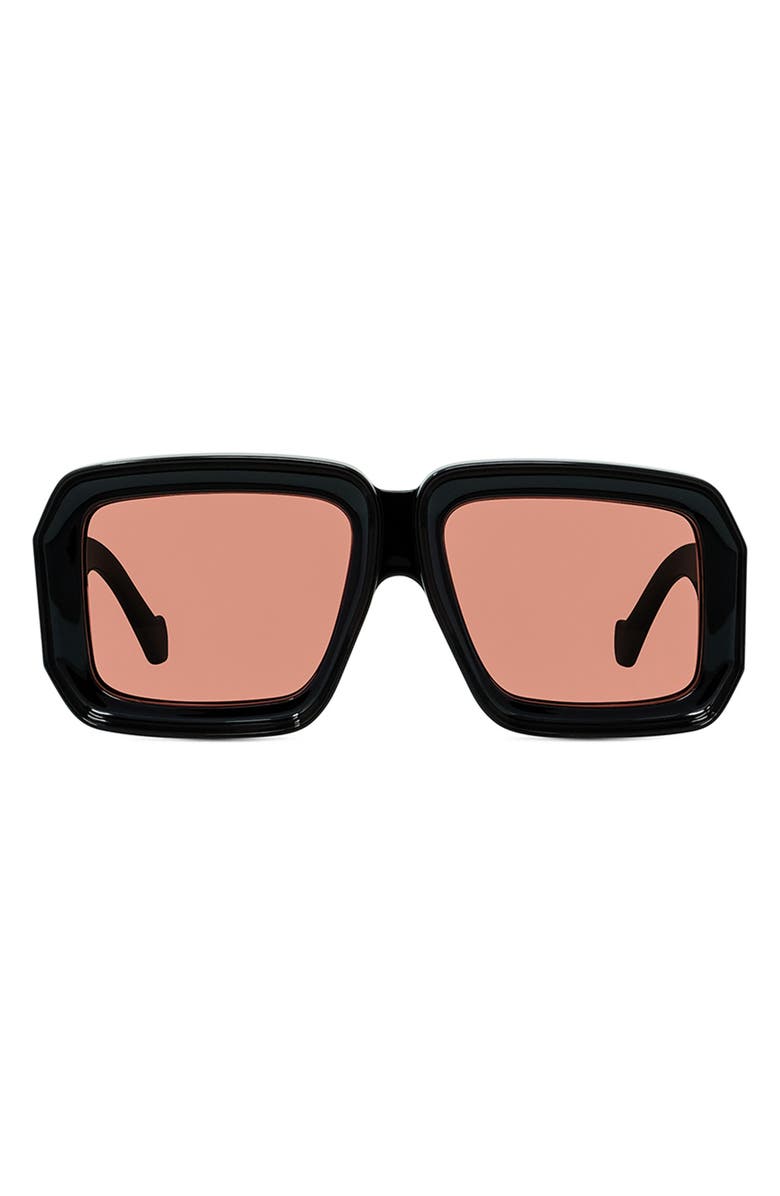 Loewe x Paula's Ibiza 56mm Mask Sunglasses, Main, color, Shiny Black/ Pink