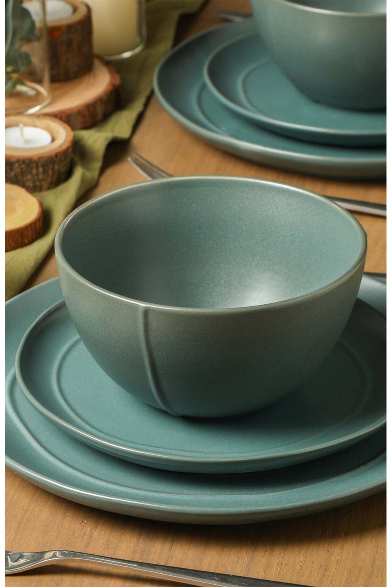 Infinity Stoneware 12-Piece Dinnerware Set, Alternate, color, Green
