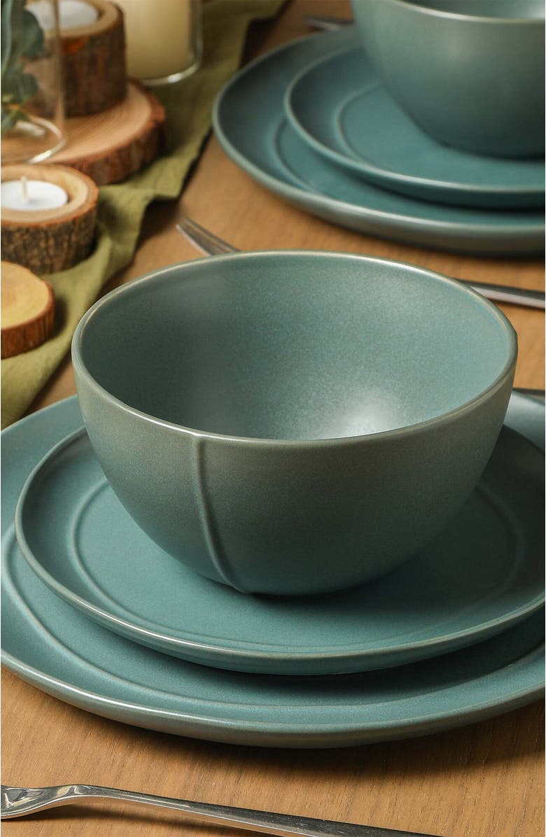 Stone Lain Infinity Stoneware 12-Piece Dinnerware Set, Alternate, color, Green